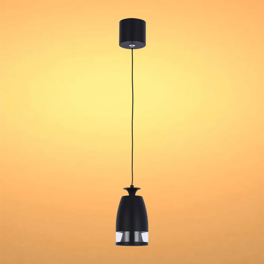 Pendant Downlight TEKLED Sentinel LED Pendant Downlight with Polycarbonate Ring Diffuser 7W Warm White-Black Curved-150-19080