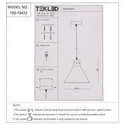 Technical specs of  Sleek Industrial Cone Pendant Light 150-18433