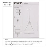 Technical specs of  Sleek Industrial Cone Pendant Light 150-18434