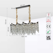 Size and tech specs of Star Crystal Chandelier Ceiling Light | TEKLED 159-18081