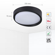 Светильник с встроенным LED, идеален для ванных и холлов в современном стиле, с защитой IP65 для внутреннего и внешнего использования.