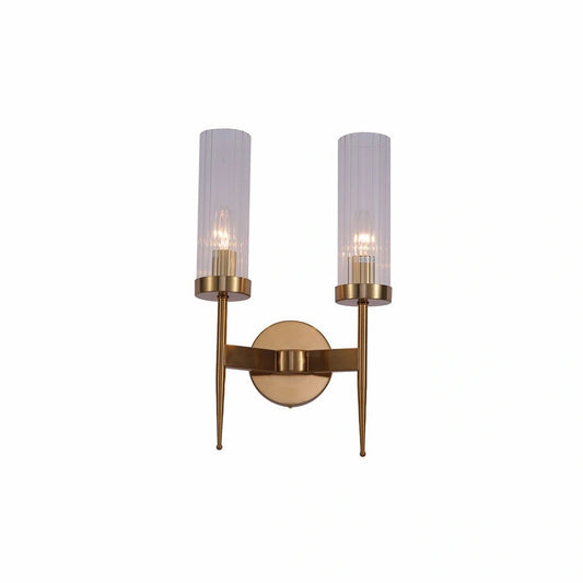 Основное изображение золотого алюминиевого настенного светильника с прозрачным стеклом, идеально подходящего для современного интерьера.