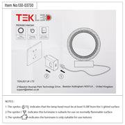 Технический чертеж LED лампы Halo Glow Ring с размерами и инструкциями по установке для современного освещения.
