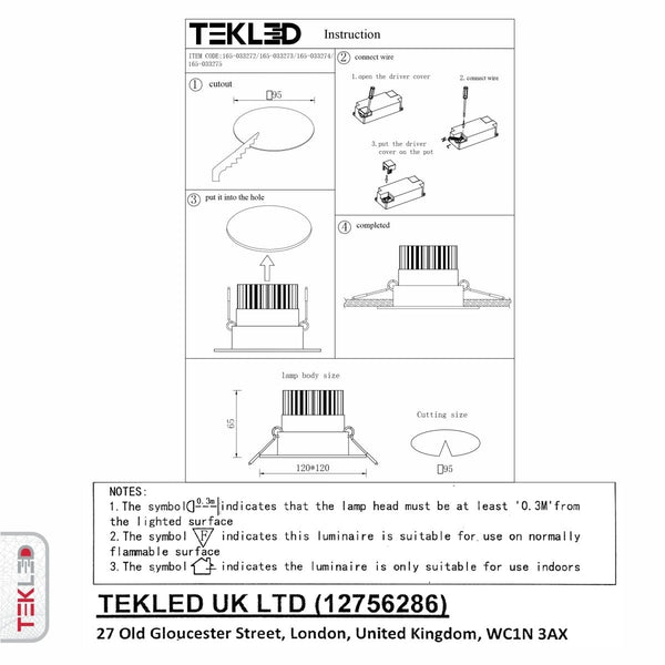 Техническое руководство для встроенного светильника LED 10W, черного цвета, с атмосферным освещением для современного интерьера.