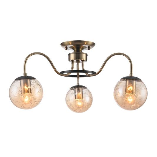 Main image of Swan Neck Antique Brass & Amber Globe Light | TEKLED 159-17994