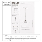 Technical specs of Timeless Classic Dome Pendant Light 150-18442