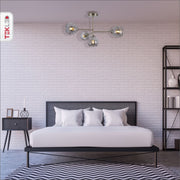 Clear Glass Dome Antique Brass Semi Flush Ceiling Light 4Xe27 in indoor setting bedroom