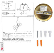 User manual and box content of golden antique brass metal clear glass globe chandelier with g4 fitting