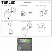 User manual for Cubioid Wall Lamp IP44 Grey with GU10 Fitting | TEKLED 182-03351