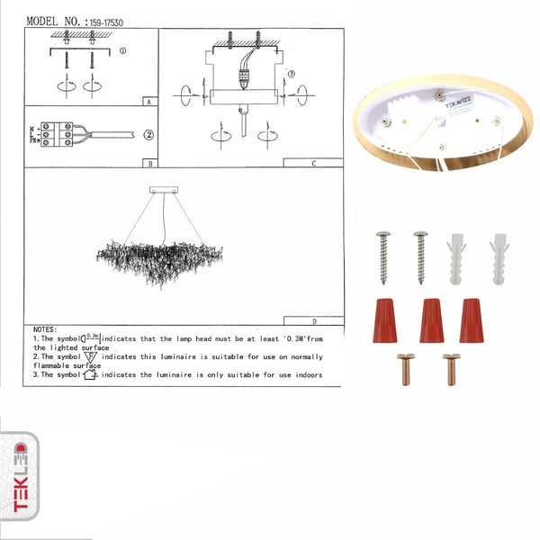 User manual for Modern Crystal Glass Droplet Chandelier with 13xG9 Fittings 1200mm | TEKLED 159-17530