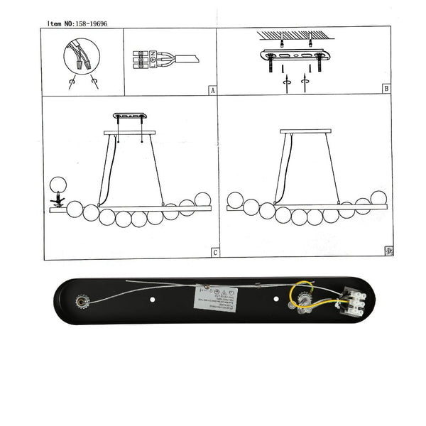 User manual for Walnut Wood Finish Metal Body Opal Glass Globes Kitchen Island Chandelier Ceiling Light with 10xG9 Fitting | TEKLED 158-19696