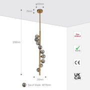 Size and technical specs of the Vertica Ripple Spiral Pendant Light-159-18282